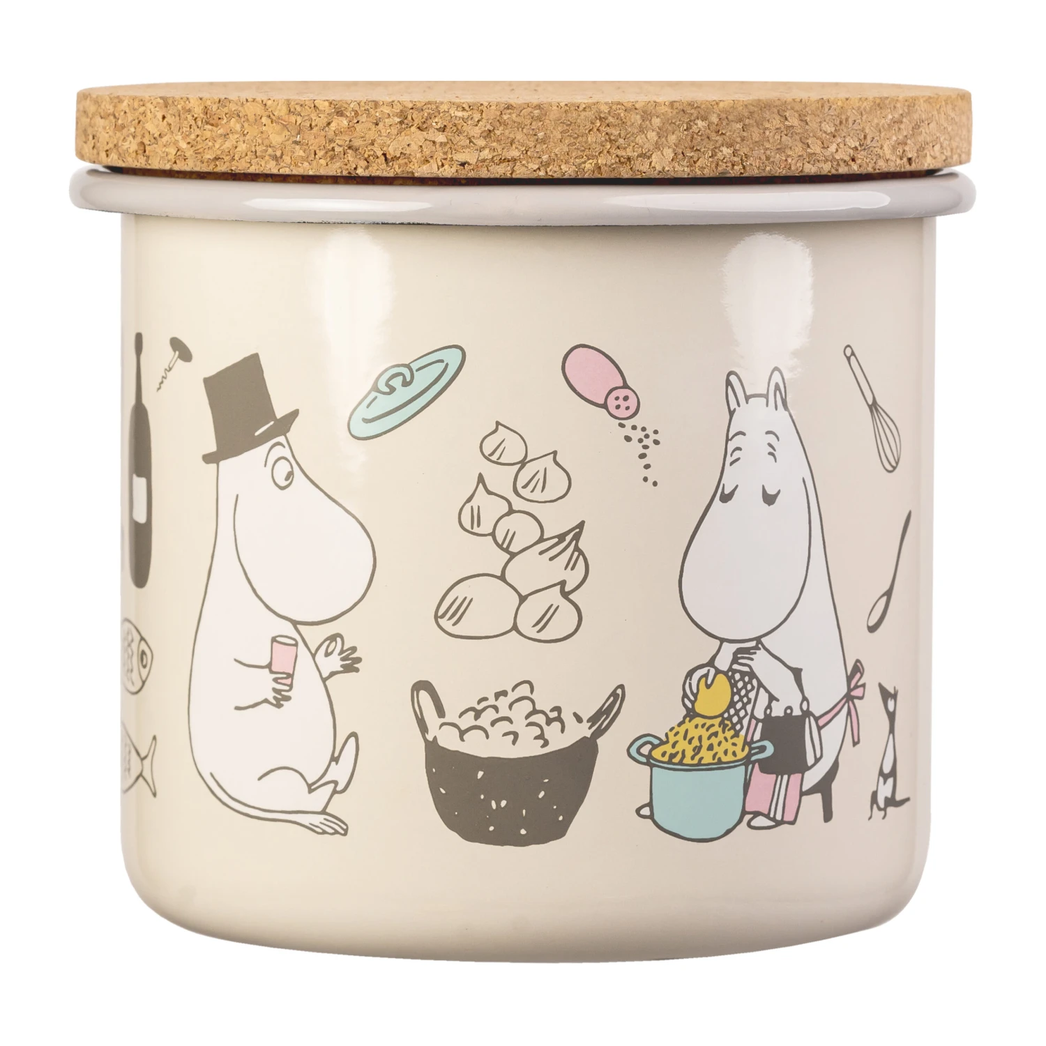 Muurla Moomin Emaillen Pot Met Kurkdeksel 1,3 L 3 Muurla Moomin Emaillen Pot Met Kurkdeksel 1,3 L